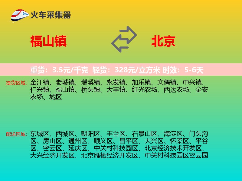 福山镇到北京物流专线