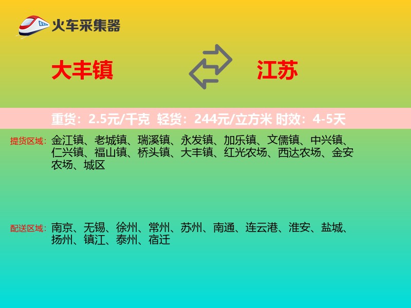 大丰镇到江苏物流专线