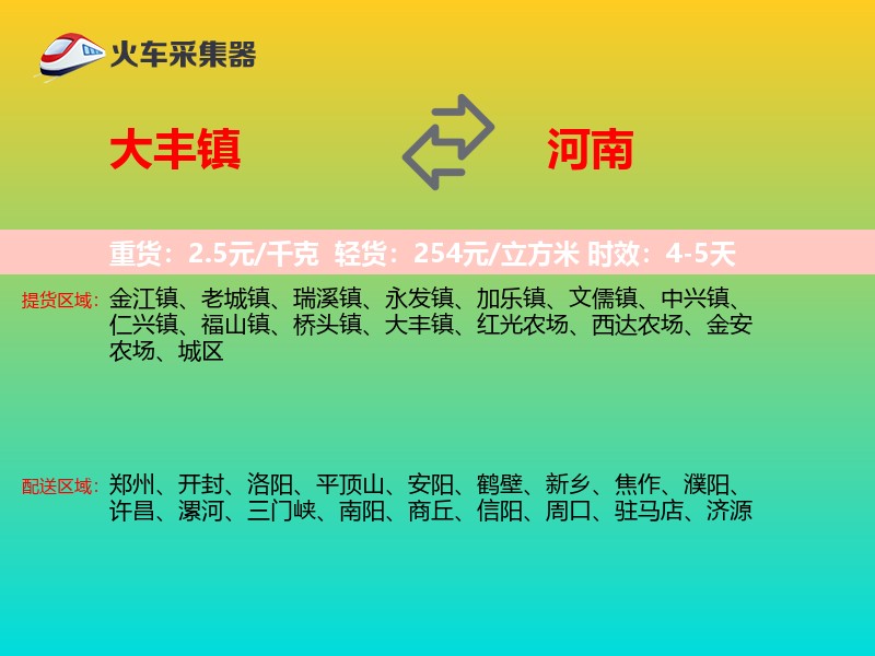大丰镇到河南物流专线