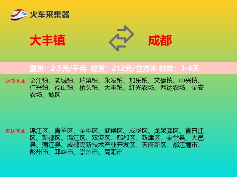 大丰镇到成都物流专线