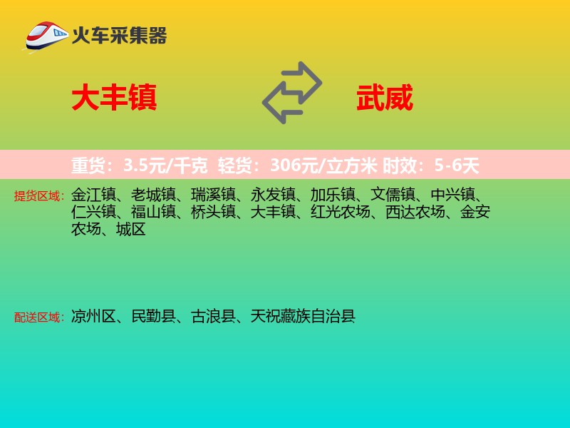 大丰镇到武威物流专线