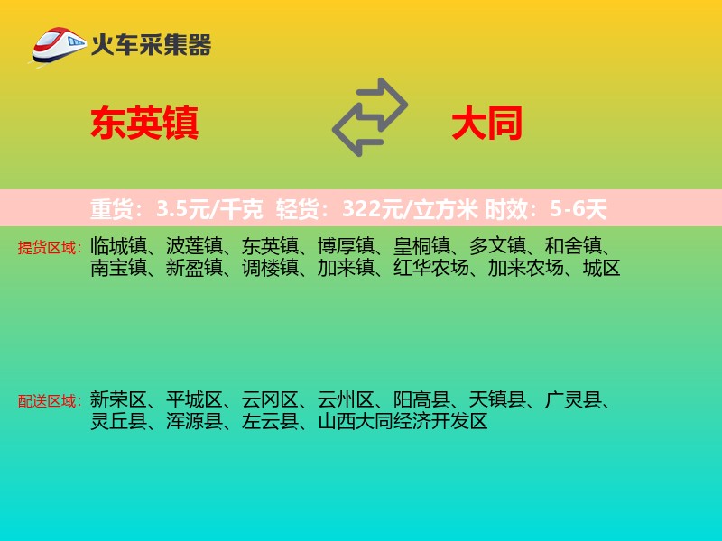 东英镇到大同物流专线