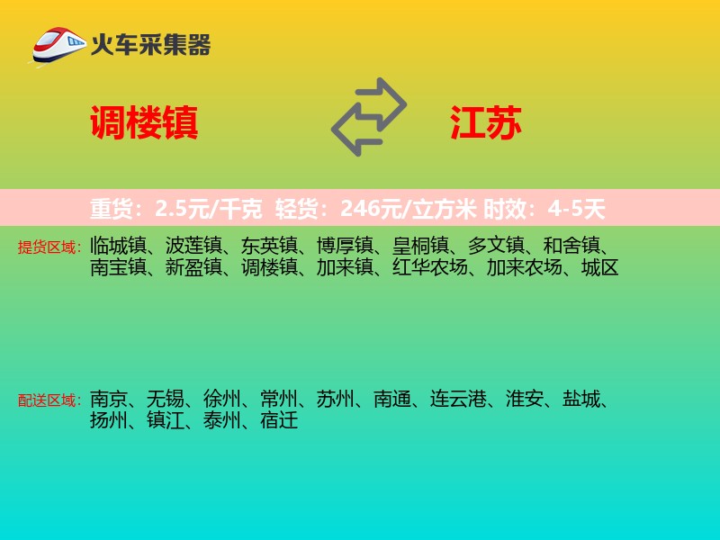 调楼镇到江苏物流专线