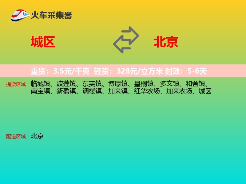 城区到北京物流专线