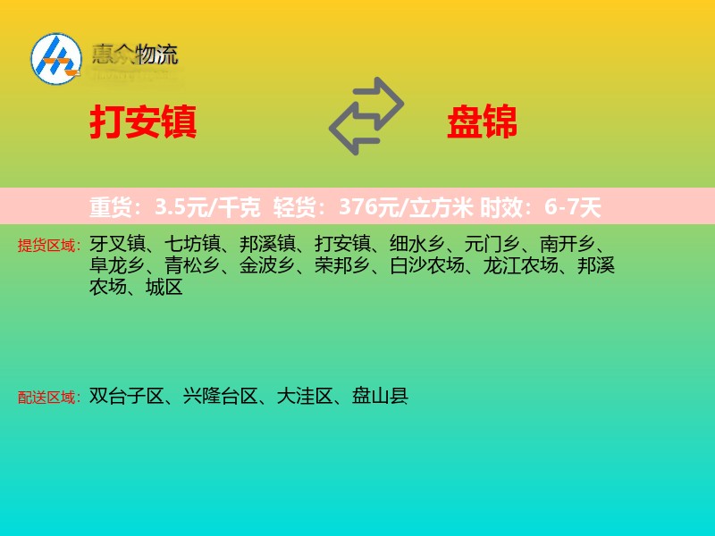 打安镇到盘锦物流专线