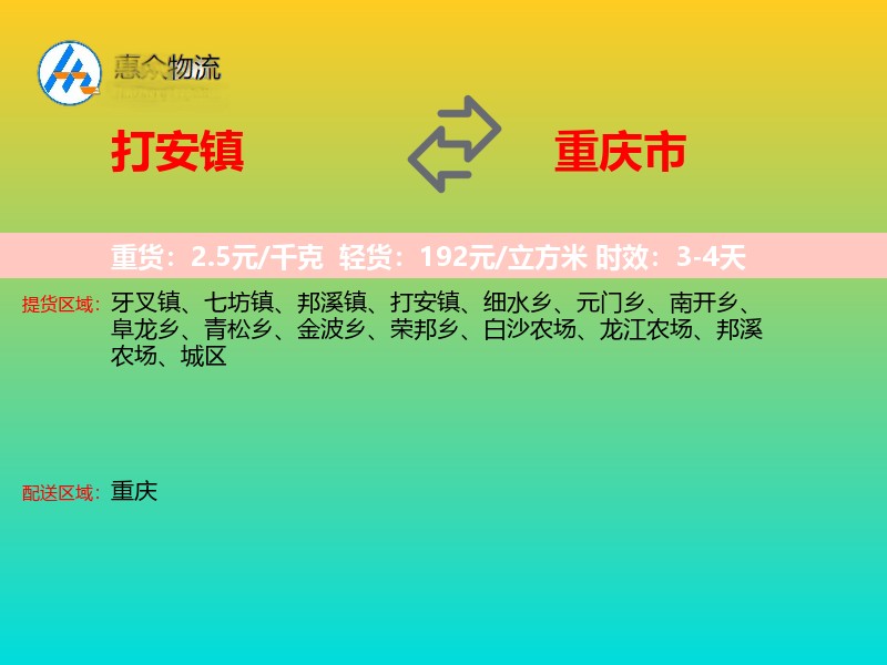 打安镇到重庆市轿车托运