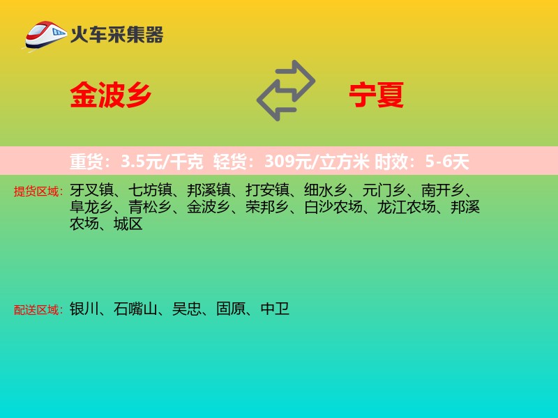 金波乡到宁夏物流专线