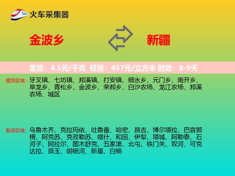 金波乡到新疆物流专线