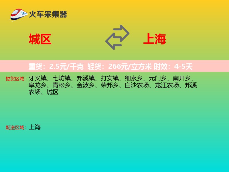 城区到上海物流专线