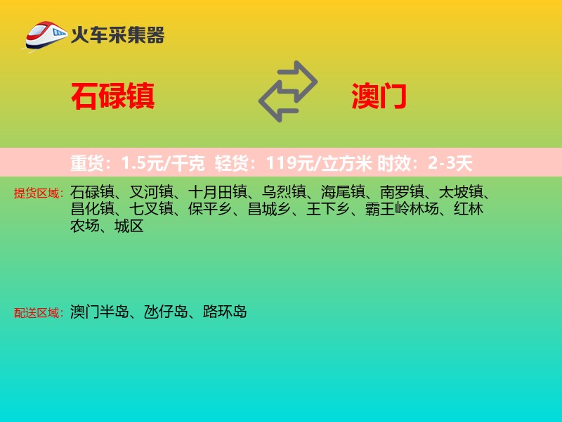 石碌镇到澳门长途搬家