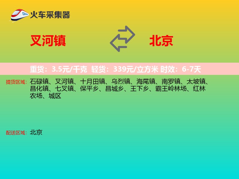 叉河镇到北京长途搬家