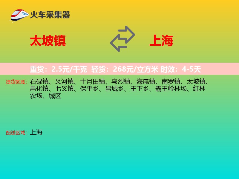 太坡镇到上海物流专线