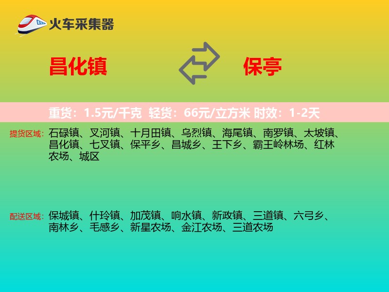 昌化镇到保亭物流专线