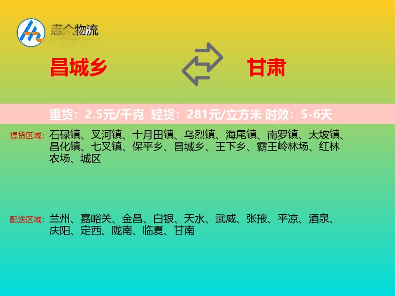 昌城乡到甘肃长途搬家