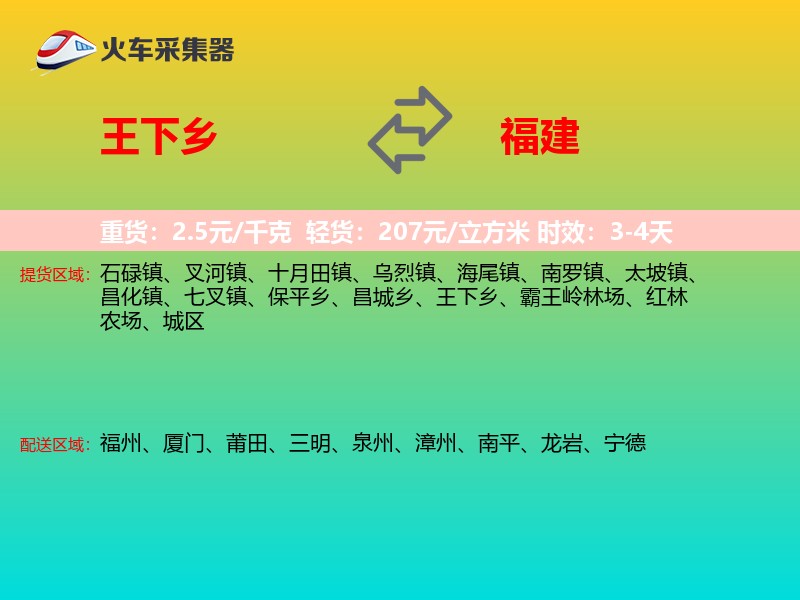 王下乡到福建物流专线