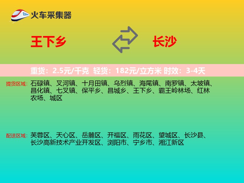 王下乡到长沙物流专线
