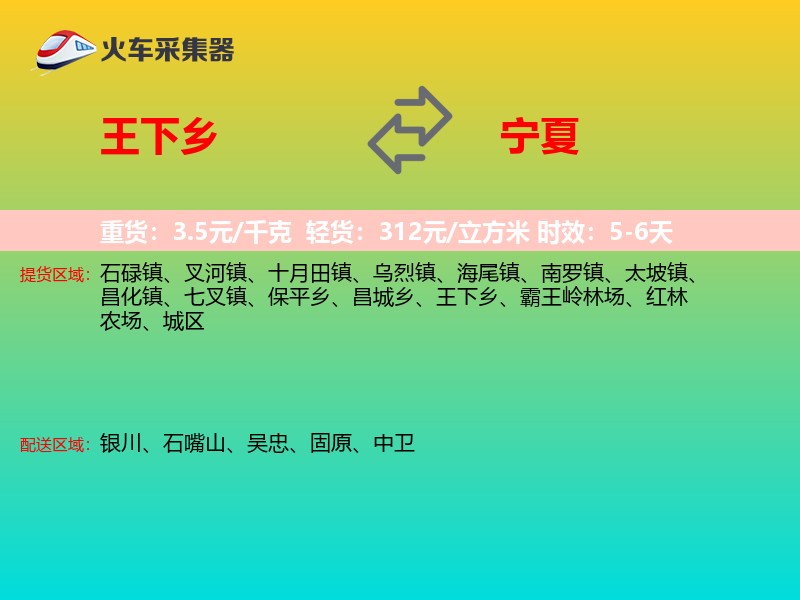 王下乡到宁夏物流专线