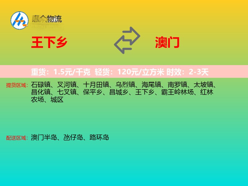王下乡到澳门轿车托运