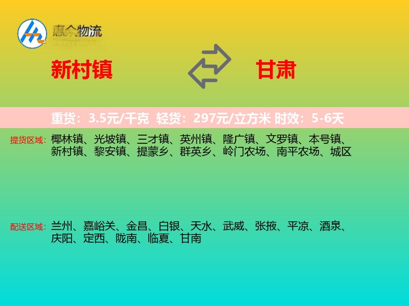 新村镇到甘肃长途搬家