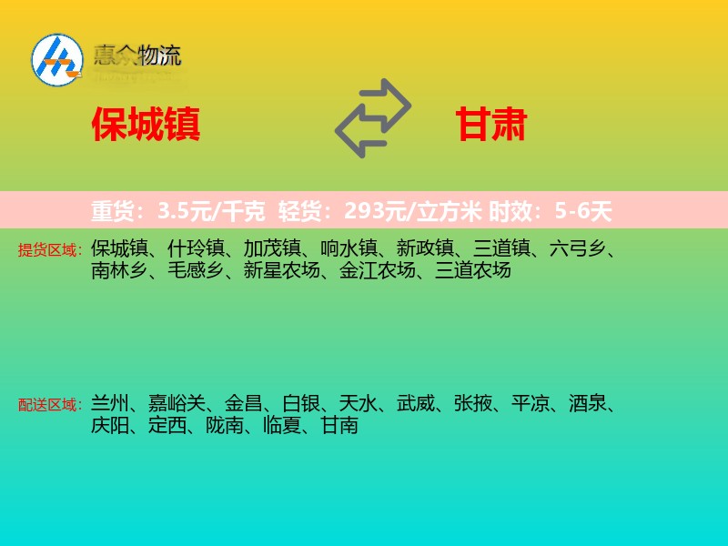 保城镇到甘肃轿车托运
