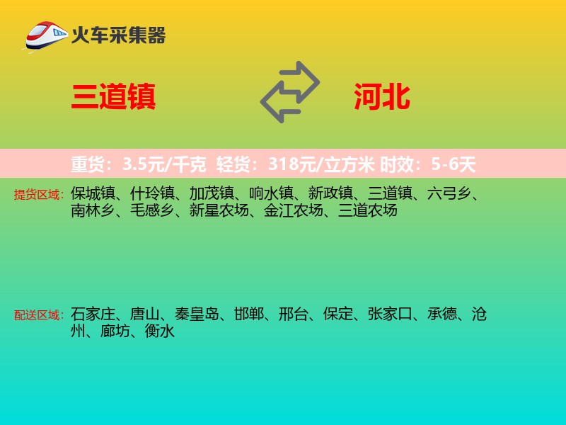 三道镇到河北物流专线