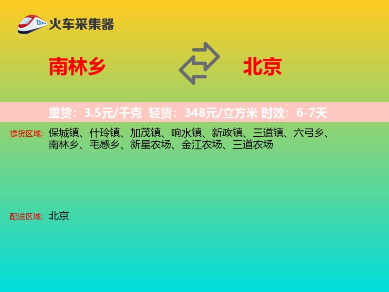 南林乡到北京物流专线