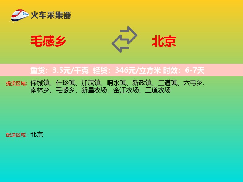 毛感乡到北京轿车托运