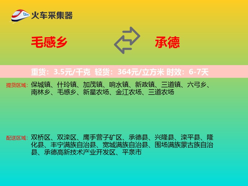 毛感乡到承德物流专线