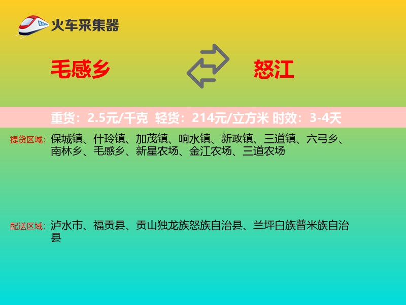 毛感乡到怒江物流专线