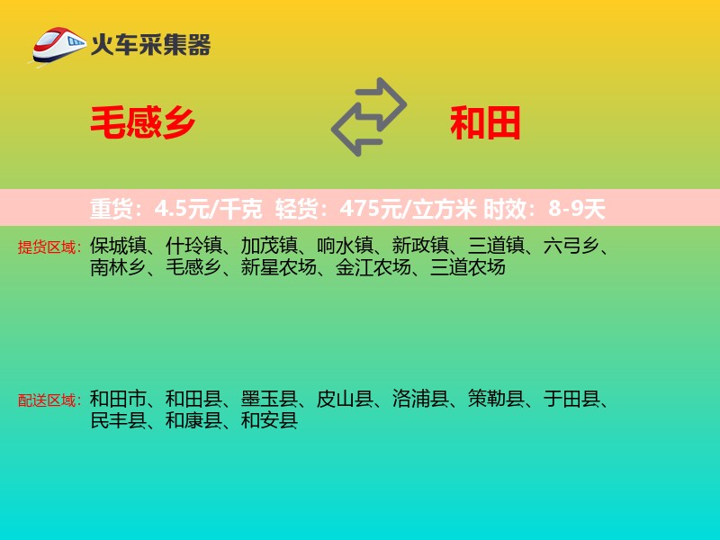 毛感乡到和田物流专线