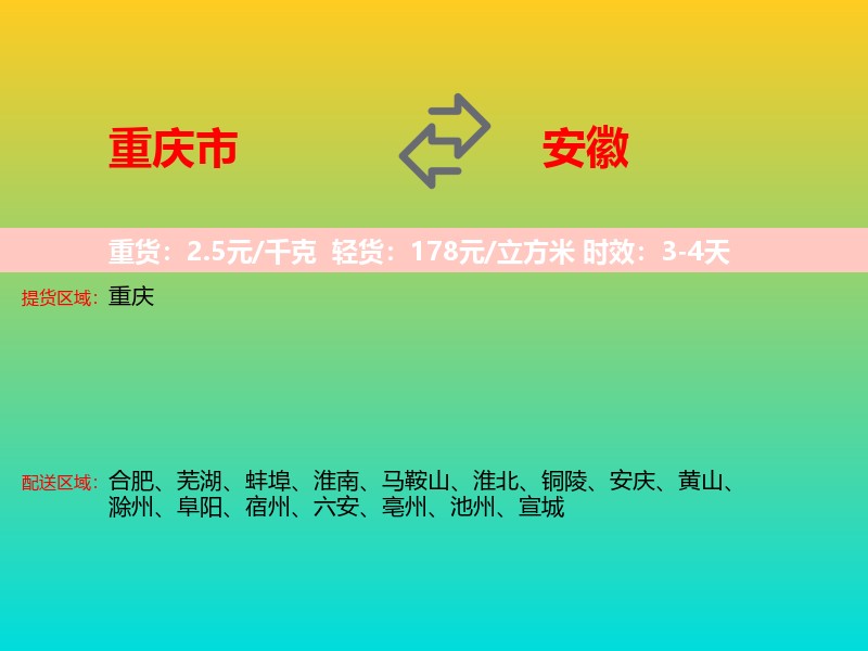 重庆市到安徽长途搬家