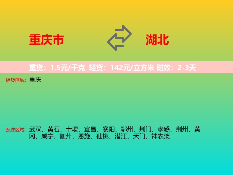 重庆市到湖北长途搬家