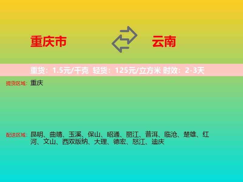 重庆市到云南长途搬家