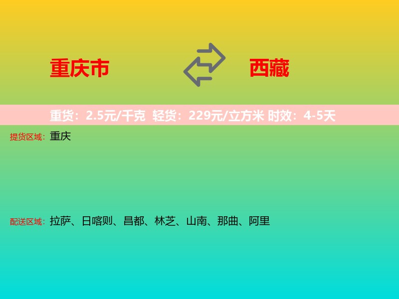 重庆市到西藏长途搬家