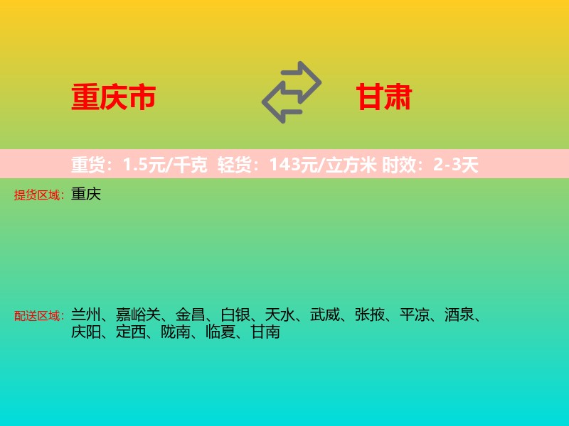 重庆市到甘肃长途搬家