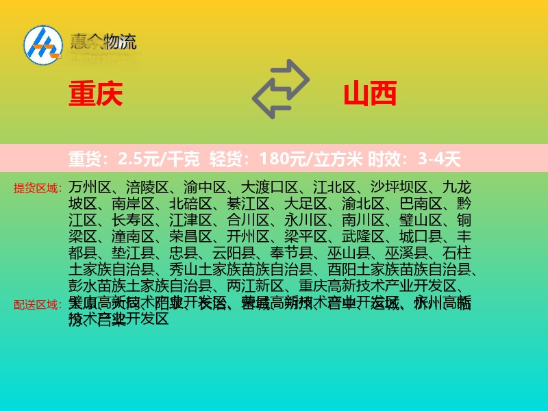 重庆到山西轿车托运