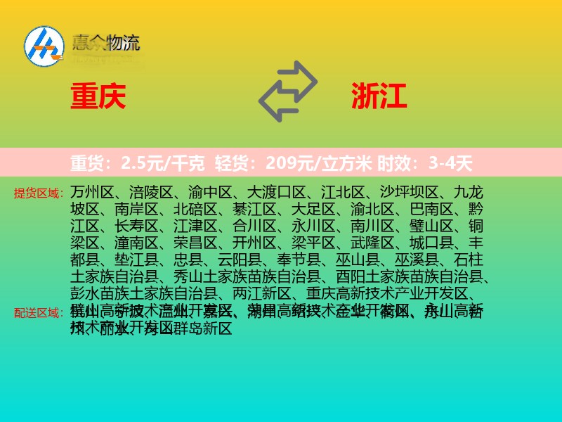重庆到浙江轿车托运