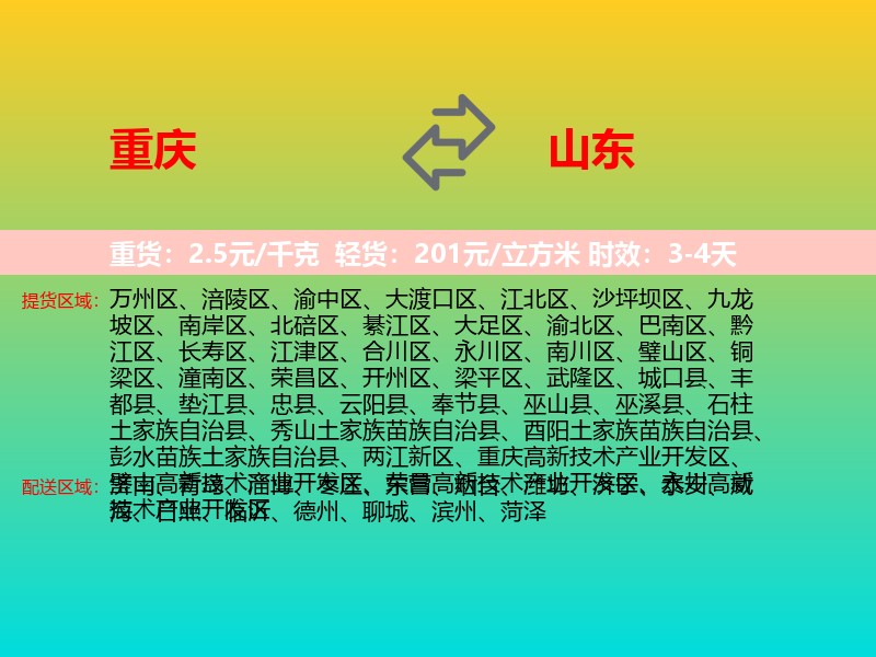 重庆到山东长途搬家
