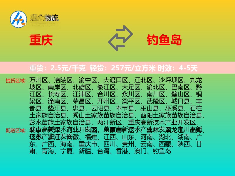 重庆到钓鱼岛轿车托运