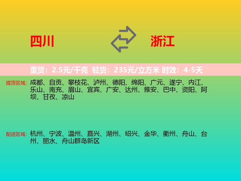 四川到浙江长途搬家
