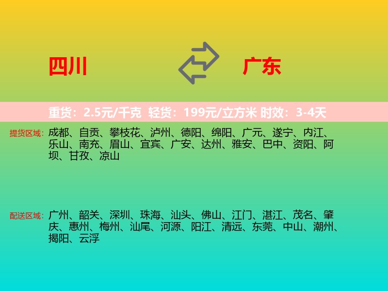 四川到广东长途搬家