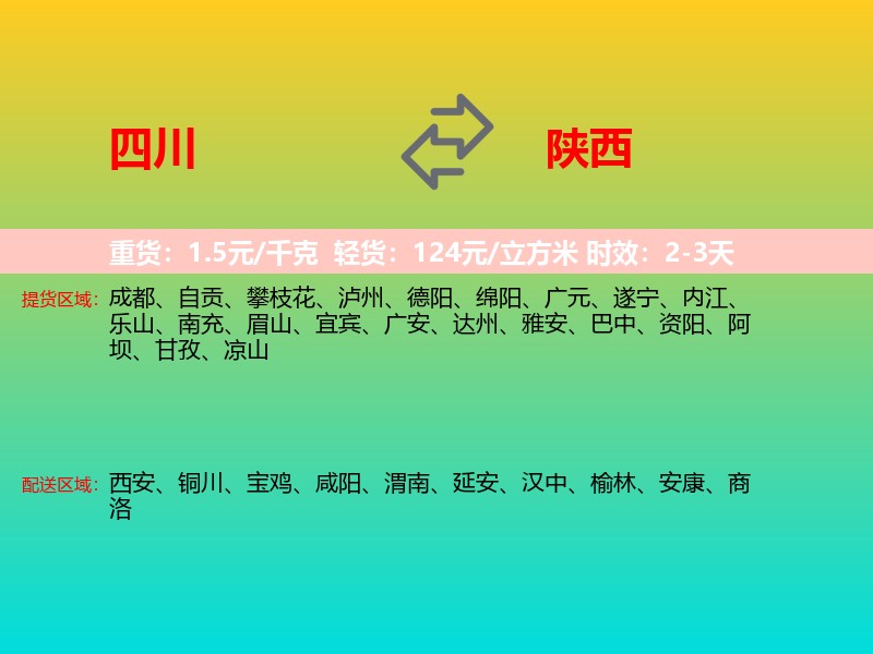 四川到陕西长途搬家