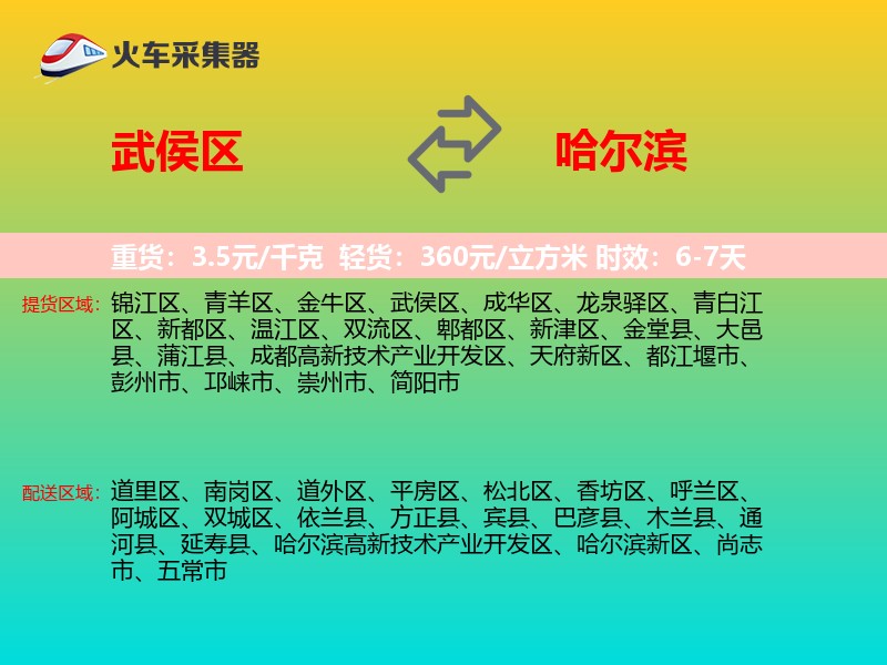 武侯区到哈尔滨物流专线