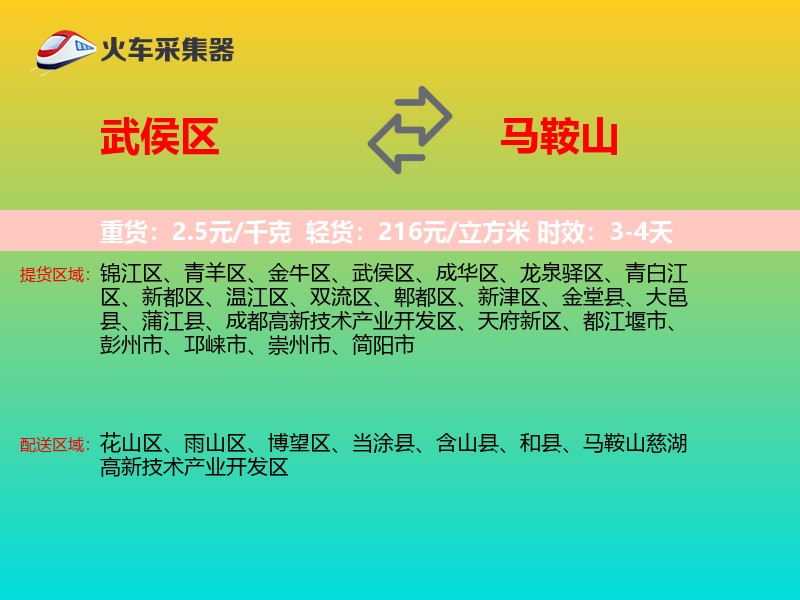 武侯区到马鞍山物流专线