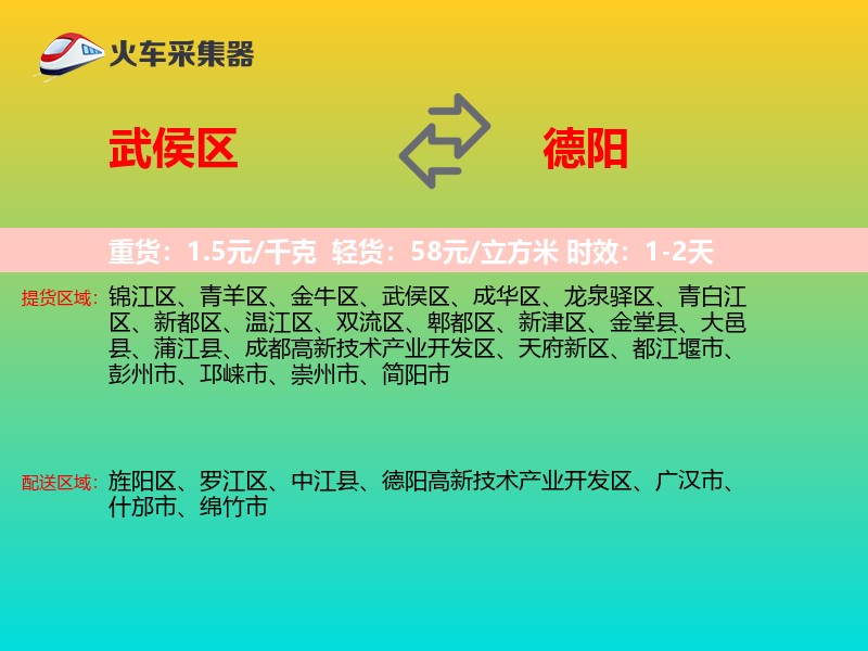 武侯区到德阳物流专线