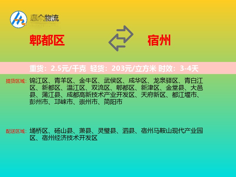 郫都区到宿州物流专线