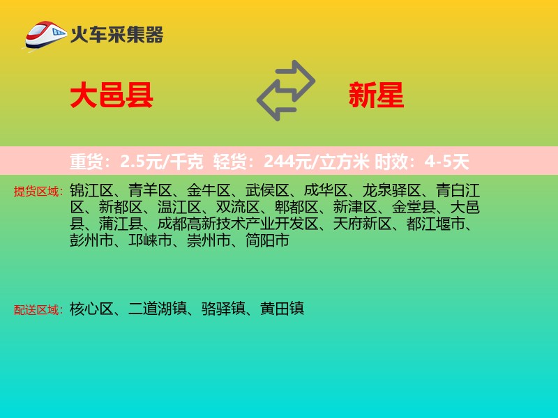 大邑县到新星物流专线