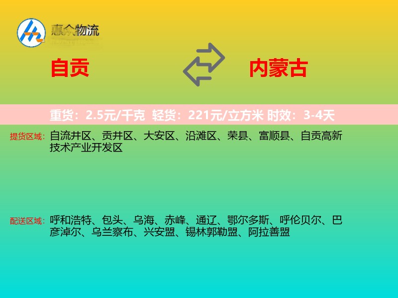 自贡到内蒙古轿车托运