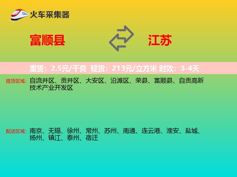 富顺县到江苏物流专线
