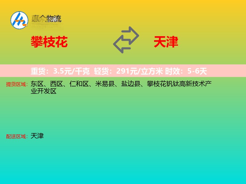 攀枝花到天津长途搬家